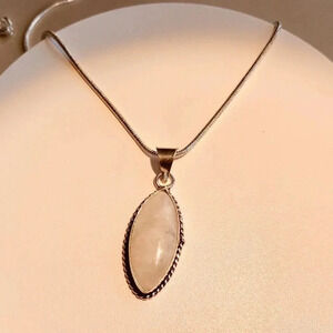 Rainbow Moonstone Gemstone 925 Silverplated Pendant Chain Necklace